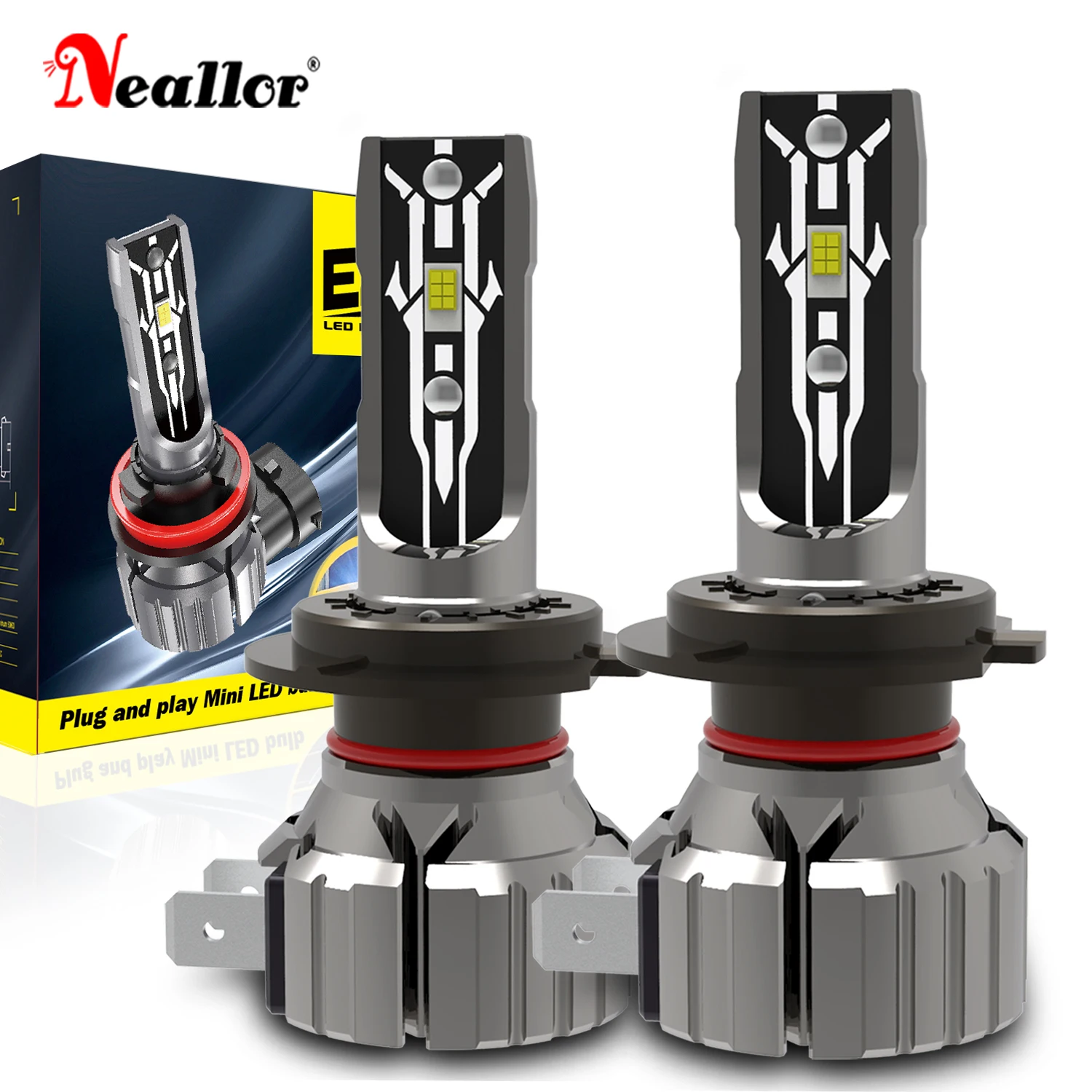 

2 шт., светодиодные противотуманные лампы H7 H4 H8 H9 H11 H10 6000 К