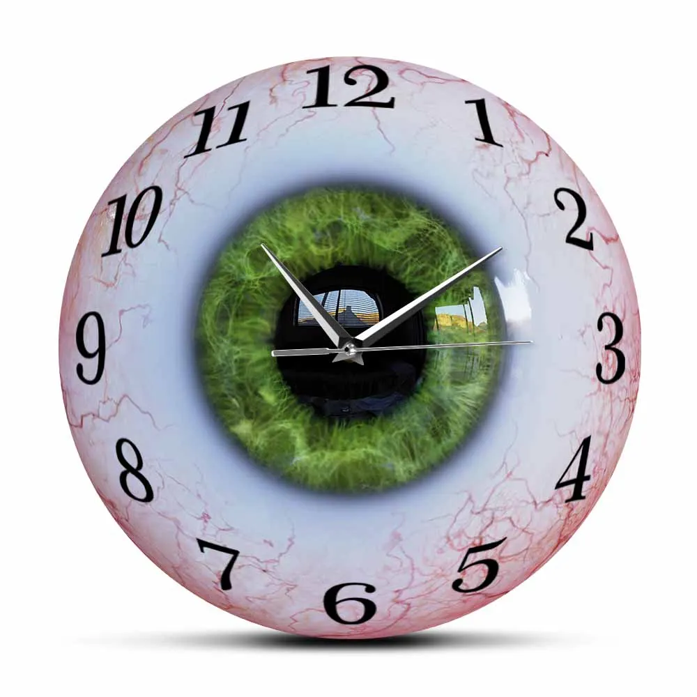 Realistic Eyeball With Green Iris Wall Clock Optrometrist Office Clinic Wall Art Decor Medical Art Science Ophthalmologist Gift