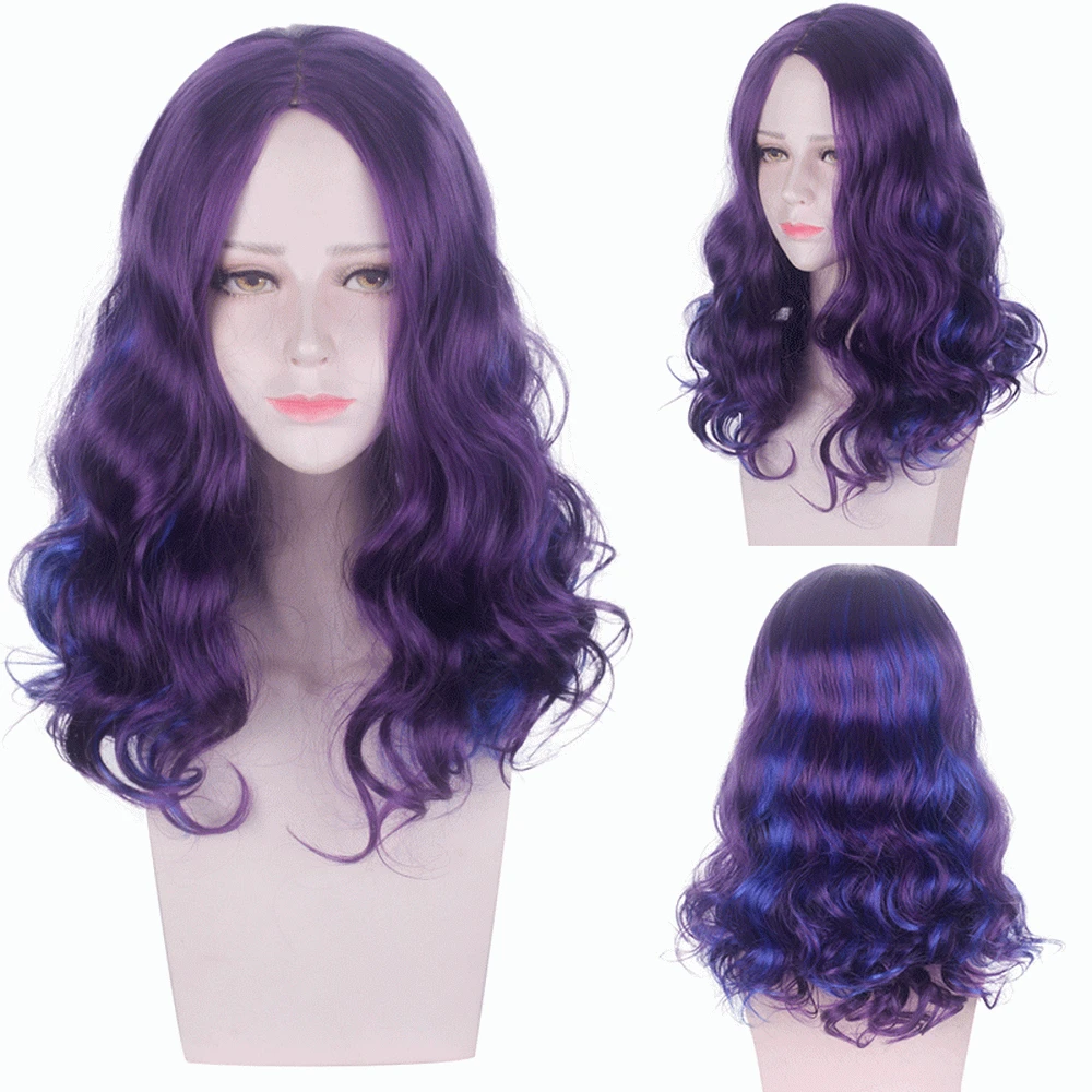 

Anime Descendants 3 Mal Purple Ombre Long Curly Wig Cosplay Synthetic Hair Halloween Carnival Party Wigs For Women Adult