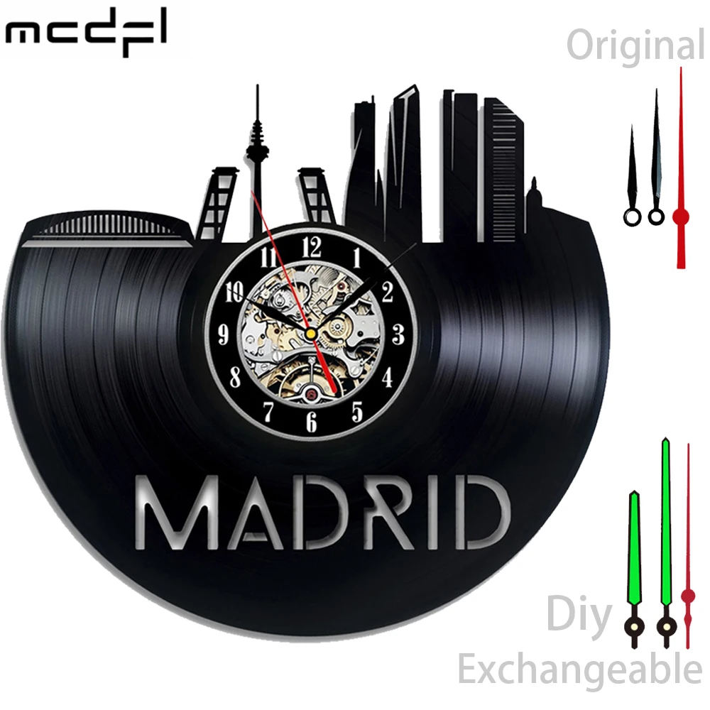 Настенные часы с виниловой пластиной 3d-подвесные испанским мадридским декором в