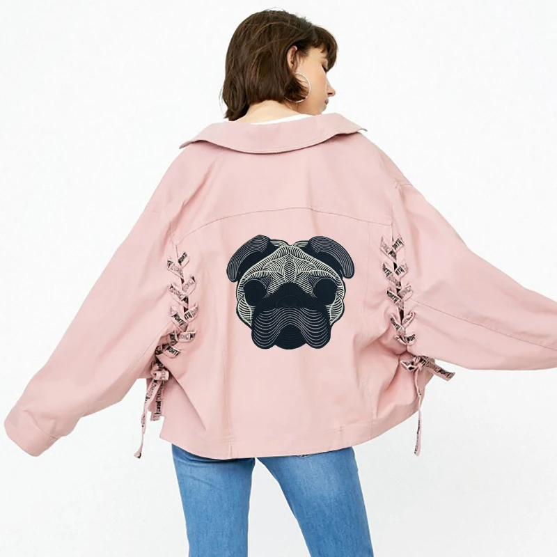 Вышитая аппликация в стиле панк с собакой Мопсом большие Швейные нашивки для