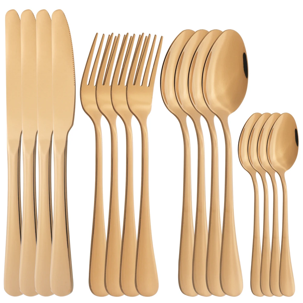 

Набор столовых приборов из нержавеющей стали, 4 шт./16 шт., розовые золотые столовые приборы набор зеркальных столовых приборов, столовые приб...