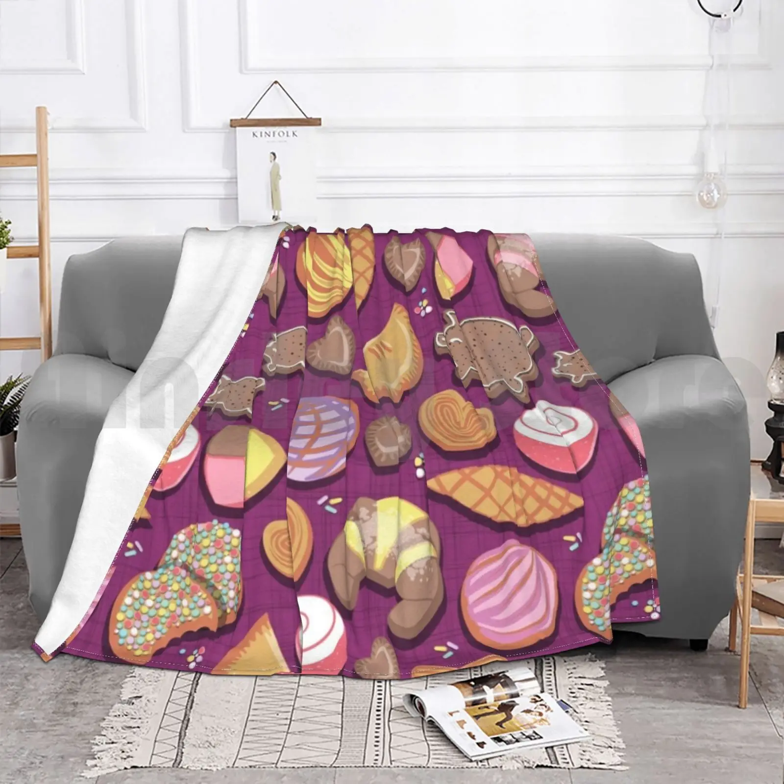 Мексиканская Сладкая пекарня Frenzy/розовый фон/пастельные цвета Pan Dulce одеяло для