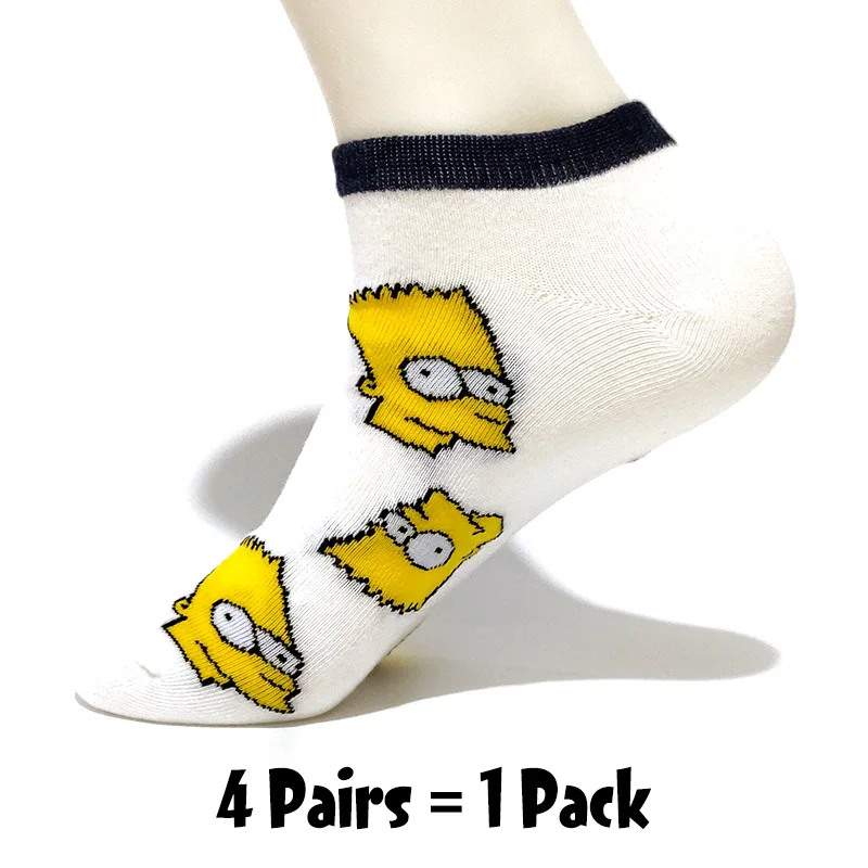 4 Pairs-11 4 пар/упак. Новые мужские носки хлопковые с забавным рисунком для семьи новые милые носки до лодыжки забавные счастливые носки с животными женские Тапочки - Цвет: 4 Pairs-11