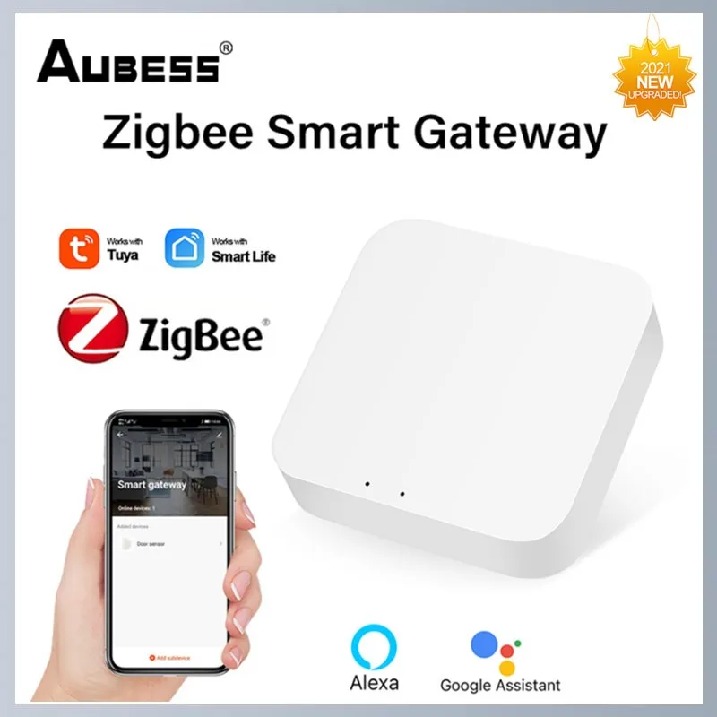 

Беспроводной смарт-шлюз Tuya ZigBee 3,0, мост для умного дома, беспроводной пульт дистанционного управления, работает с приложением Alexa Google Home Smart ...