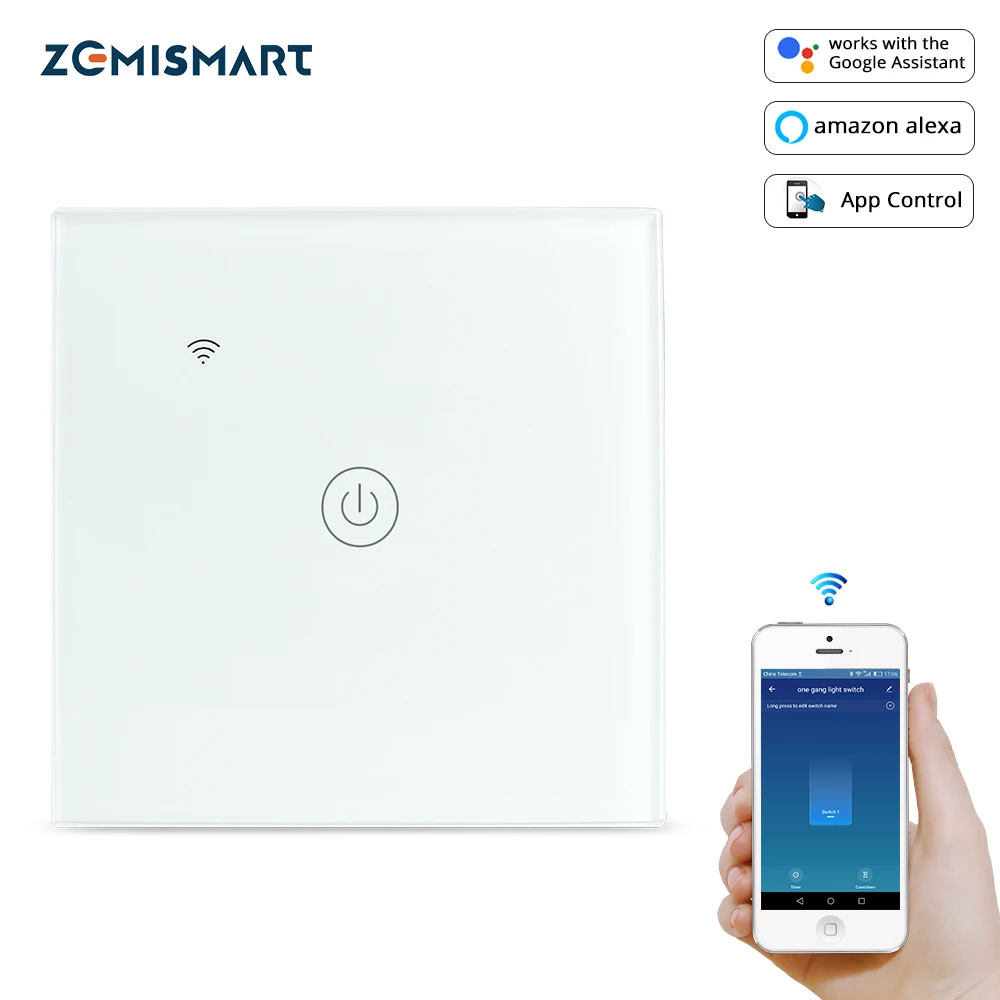 Zemismart Tuya WiFi светильник переключатель нейтральный опционально один два три группы