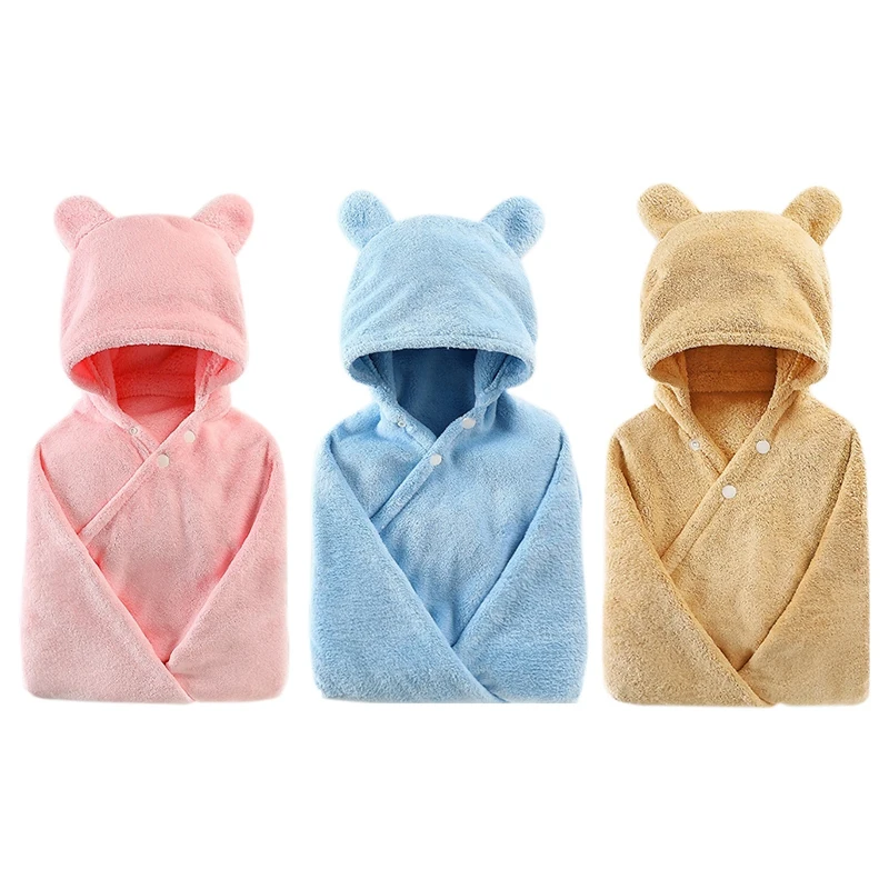 

FBIL-детское банное полотенце с капюшоном с милым медведем из микрофибры, очень Впитывающее плотное детское банное полотенце, очень мягкое ба...