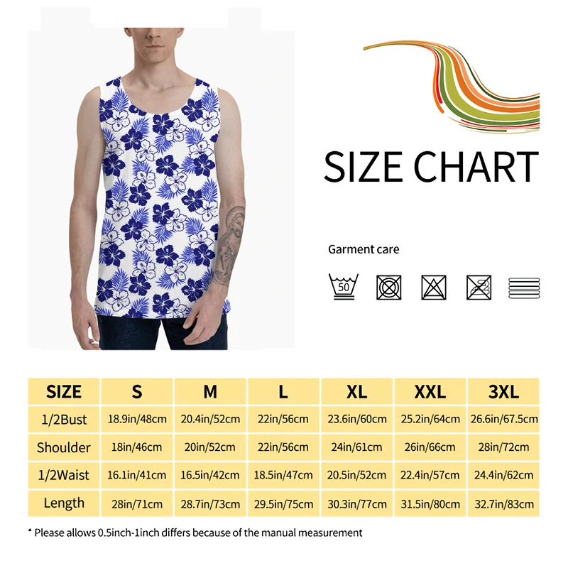 

Summer Casual Vest Men Hawaii Hibiscus Undershirt Vest Fashion O-Neck Sleeveless Hip Hop Clothes Vacation Workout Gym Tank Tops