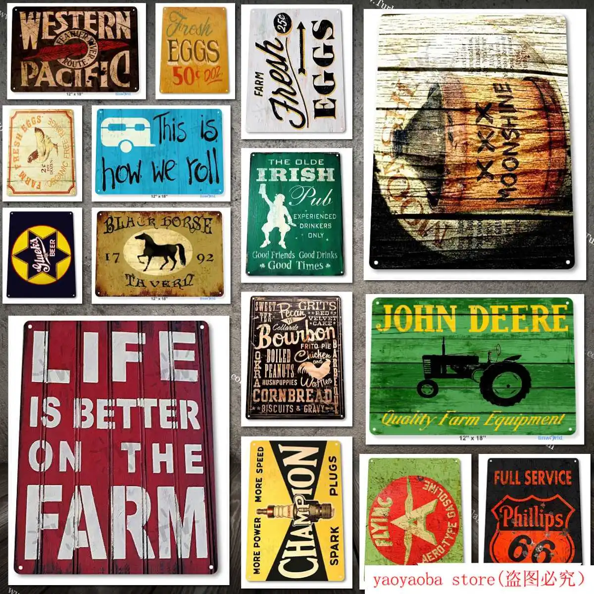 Сельскохозяйственное оборудование Sign Deere Tractor Rustic Metal Decor Tinworld Painting Tin Wall Board Retro Pub.