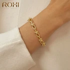ROXI медь минимализм прямоугольник цепи браслеты из нержавеющей стали для женщин для девочек в винтажном стиле U Форма браслеты панк вечерние женский ювелирный браслет