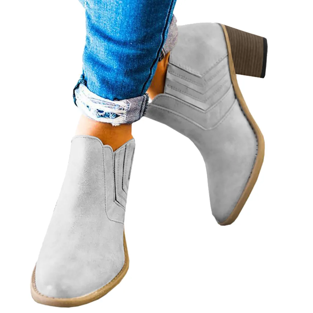 Женские ботинки Модные однотонные на танкетке для отдыха с круглым носком