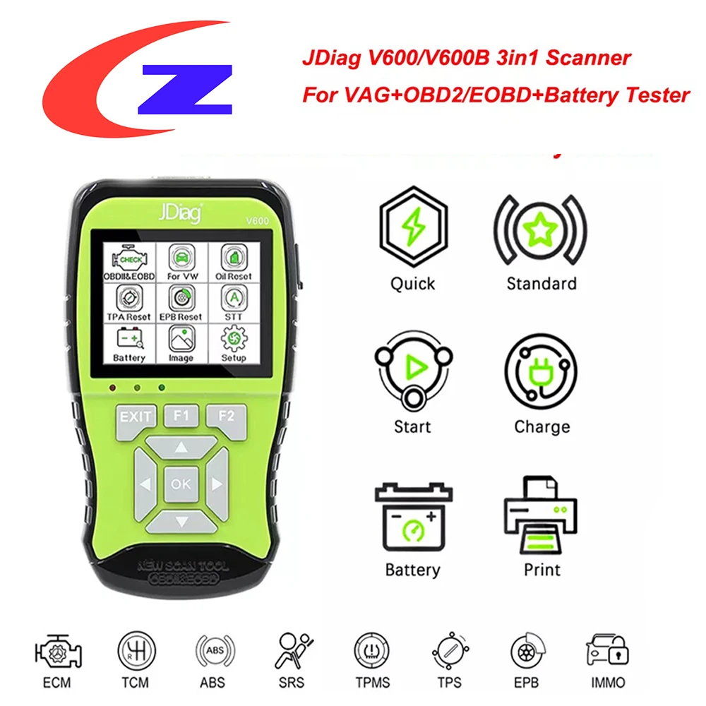 

JDiag 3in1 V600 V600B For VAG Full System 12V Battery Tester OBD OBD2 Car Diagnostic Auto OBD Code Reader Car Scanner PK 5054