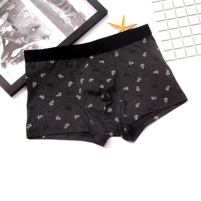 

Трусы-боксеры мужские с эластичным завышенным поясом, нижнее белье свободного покроя из хлопка, дышащие шорты с принтом, 1 шт.