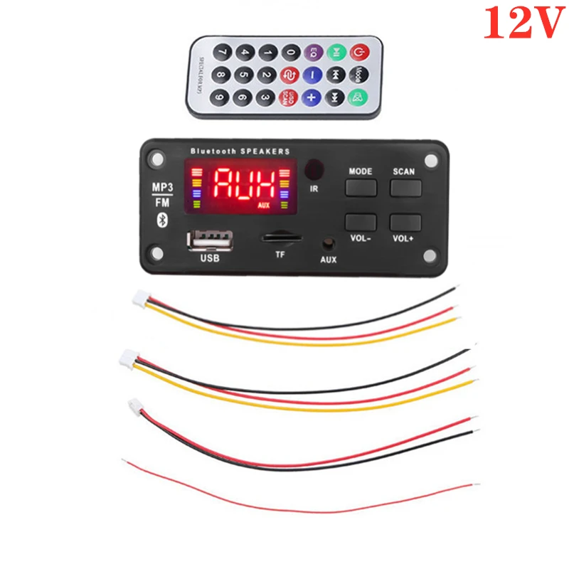 12V Bluetooth 5,0 MP3 декодирующая плата модуль беспроводной Автомобильный USB MP3 плеер TF слот для карт/USB/FM/пульт дистанционного декодирования модуль - Цвет: 12V
