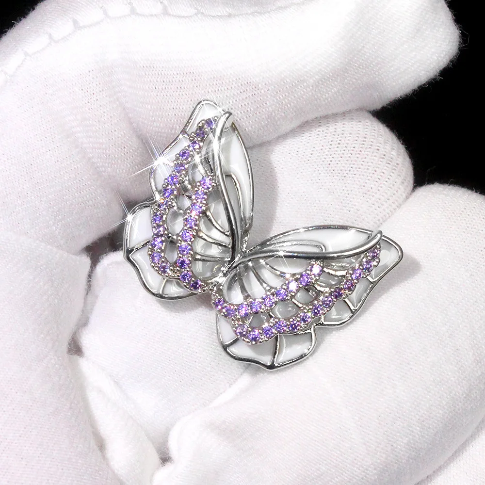 

Exquisite Silver Color Hollow Butterfly Wings Crystal Rings for Women Charm Gems Zircon Ring Cocktail Party Jewelry Lover's Gift