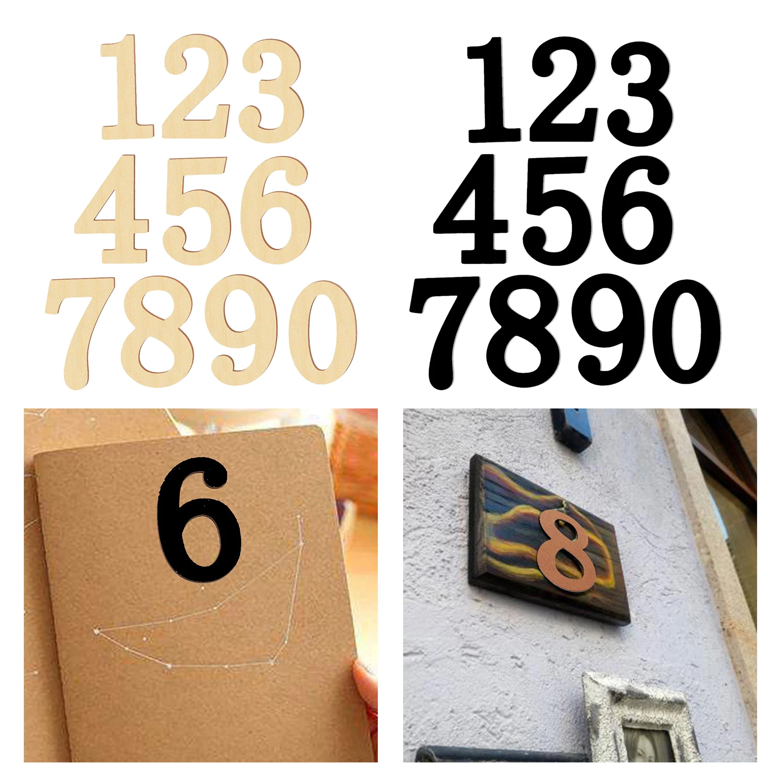 

10 Pieces/Set Cut Wooden Numbers 0 - 9 Arabic Numbers Crafting Supplies,