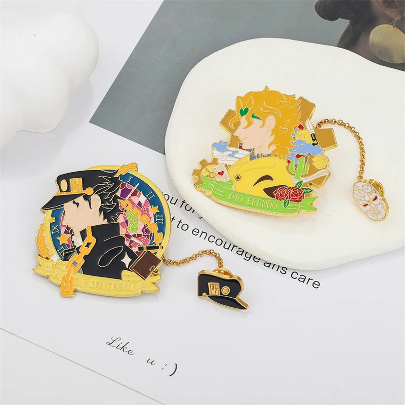 Anime JOJOS Bizarre Adventure Cartoon Character Enamel Brooch Pin Higashikata Josuke Cujoh Jolyne DIO Women's Badges | Украшения и