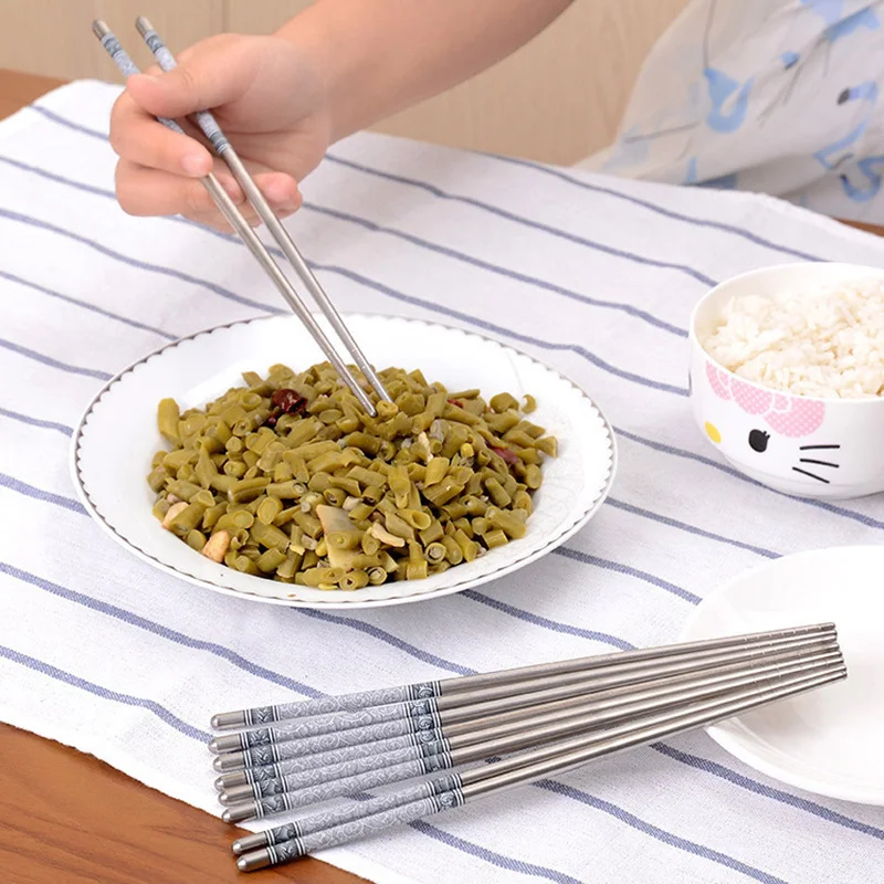 Китайские стильные палочки для еды синий и белый фарфор из нержавеющей стали 1/2