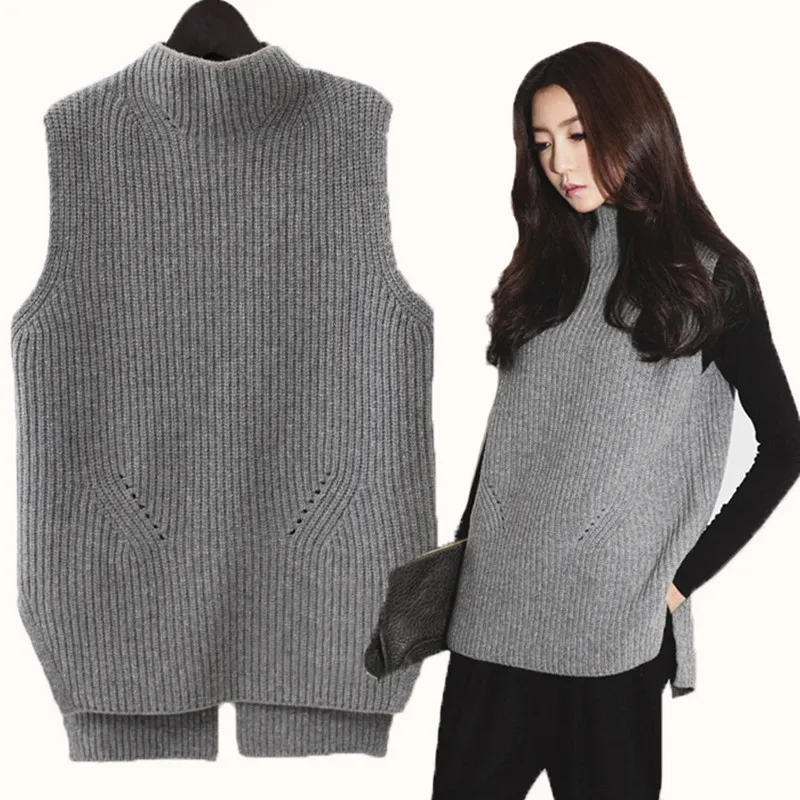 

BARESKIY кашемировый свитер, теплый жилет, Женская Корейская версия, однотонная осенняя куртка, вязаный шерстяной жилет без рукавов, свитер