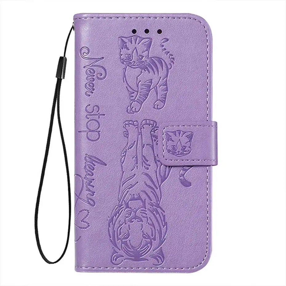 Purple Кожаный флип-чехол с 3D кошкой и тигром для huawei P30 P20 Pro mate 30 Lite P Smart Z Y7 Prime Honor 9X20 Pro 8A 10i Y6 - Цвет: Purple