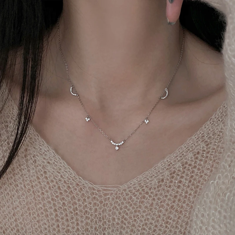 Ожерелье из стерлингового серебра с подвеской в форме дуги розовое золото на