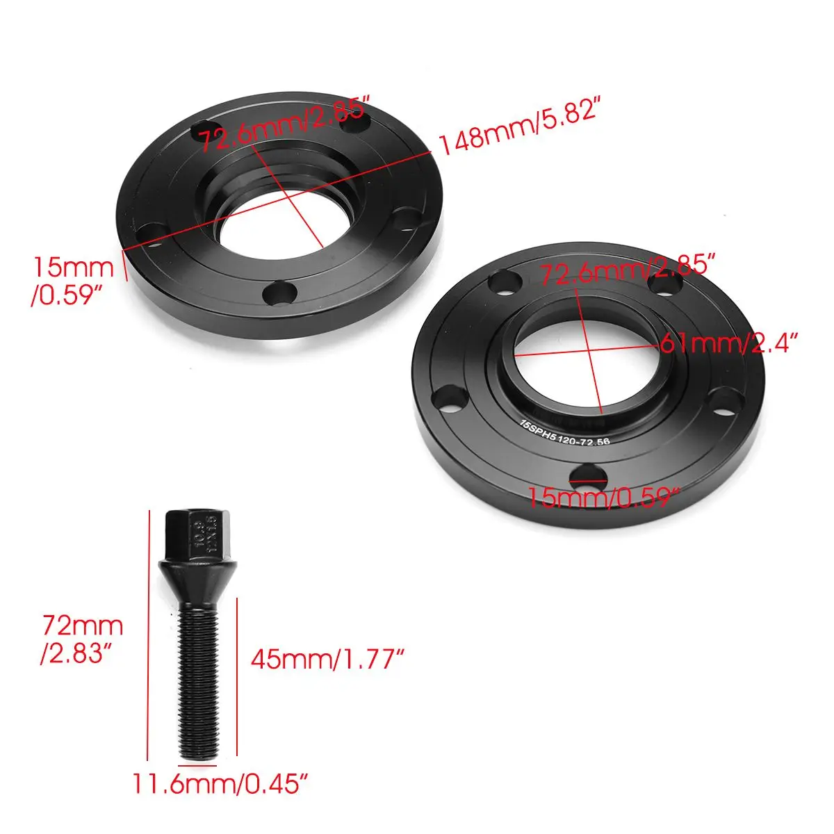 

10/15/20mm Car Wheel Spacer Adapters PCD 5x120mm 72.56mm For BMW E82 E88 E30 E36 E46 E28 E34 E90 E91 E92 E93 E60 E61 E31