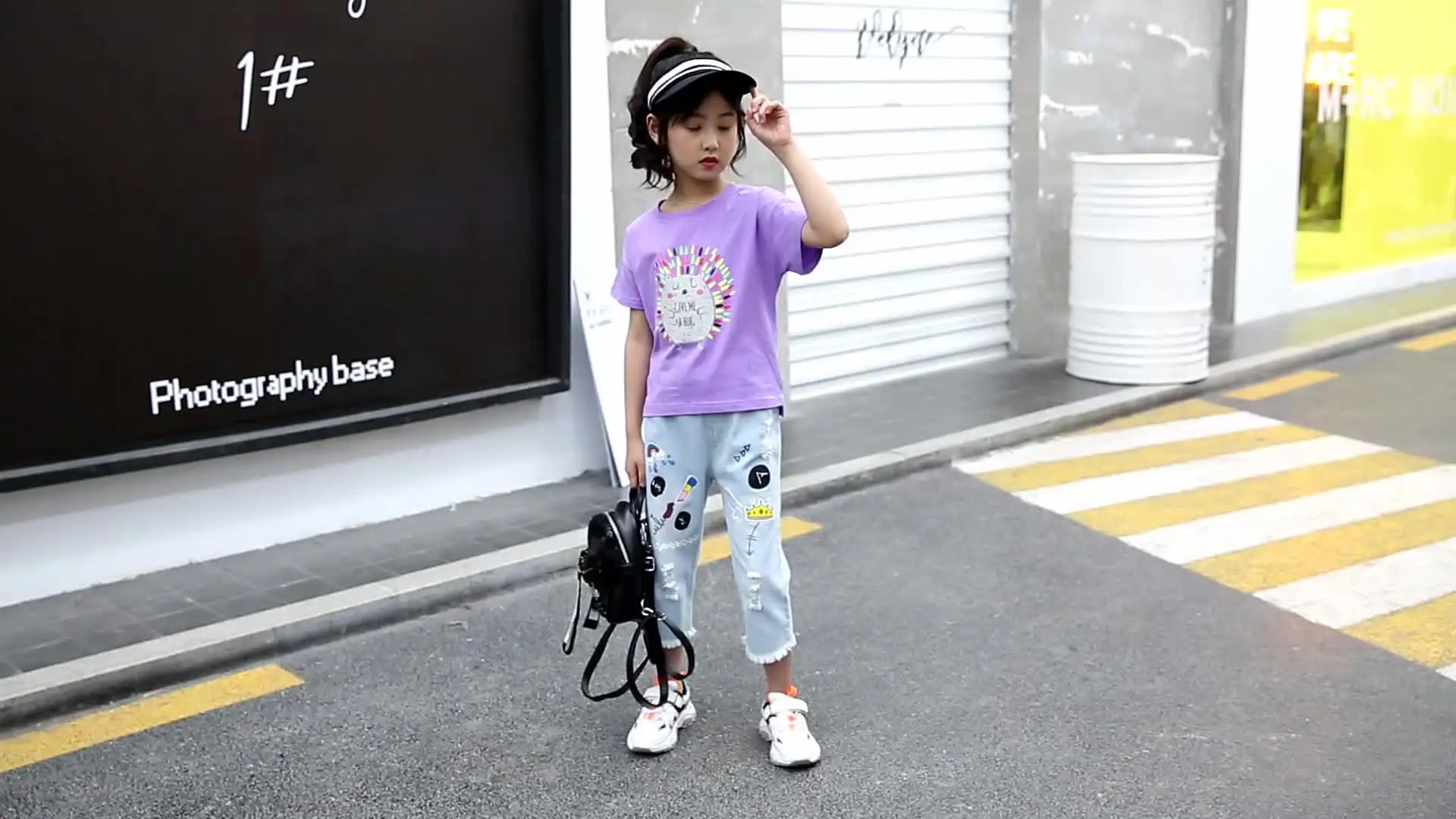 Детская одежда из 2 предметов комплект одежды для девочек футболка с мультяшным