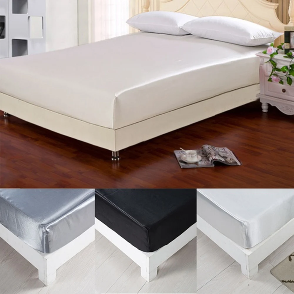 Шелковый чехол для кровати защитный матрас эластичный однотонный дышащий мягкий