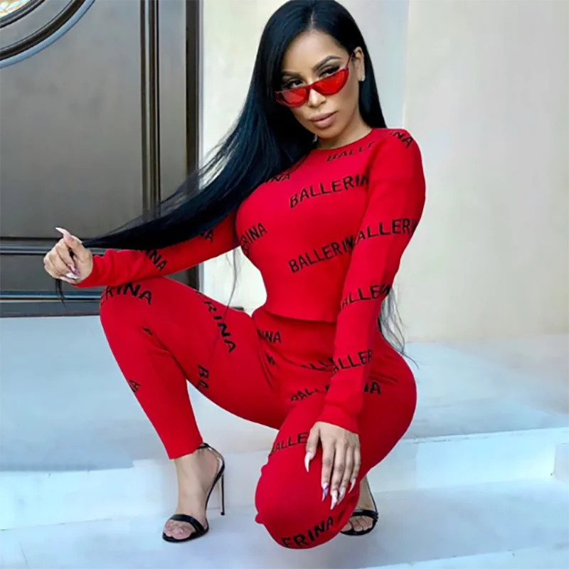 Импортный костюм со свитером Осень зима 2019 Простой повседневный спортивный из