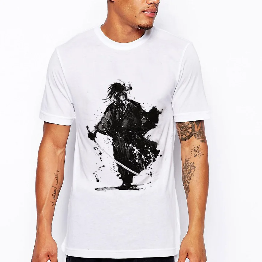 

2019 Newest Men T-shirt Fashion Japanese Ronin Design T Shirt Man Camisetas Hombre Funny Warrior Print T-shirt Men's Top
