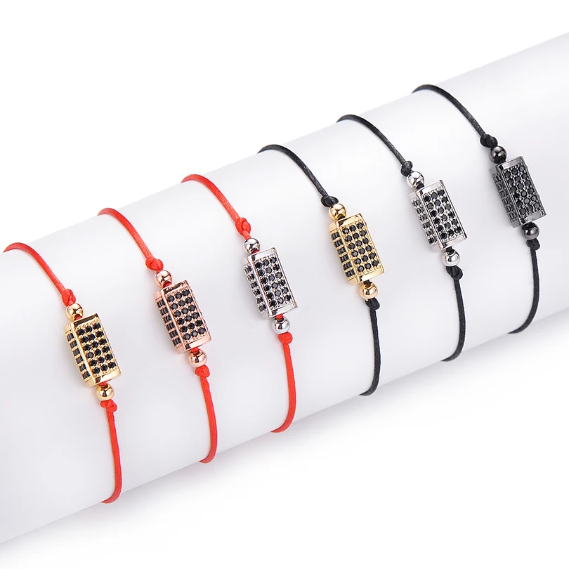 Neovivi прямоугольные трубчатые бусины браслет микро проложить Черный Циркон