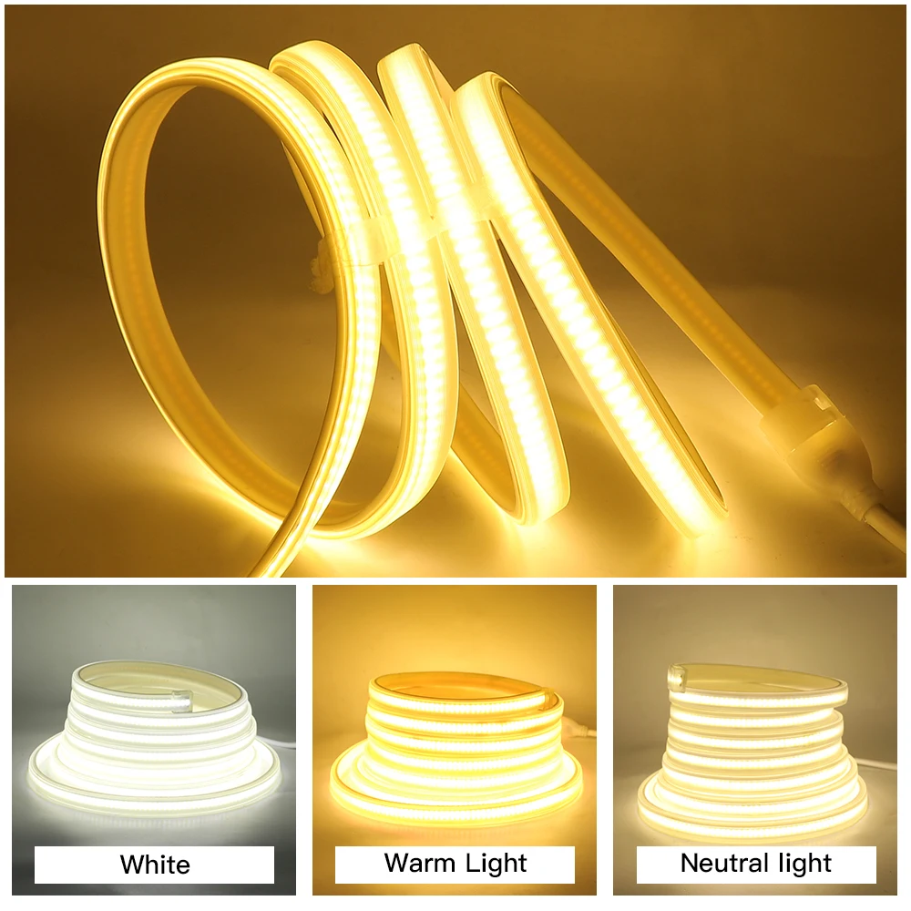 Светодиодная водонепроницаемая лента 220 В переменного тока COB 288 светодиодов на