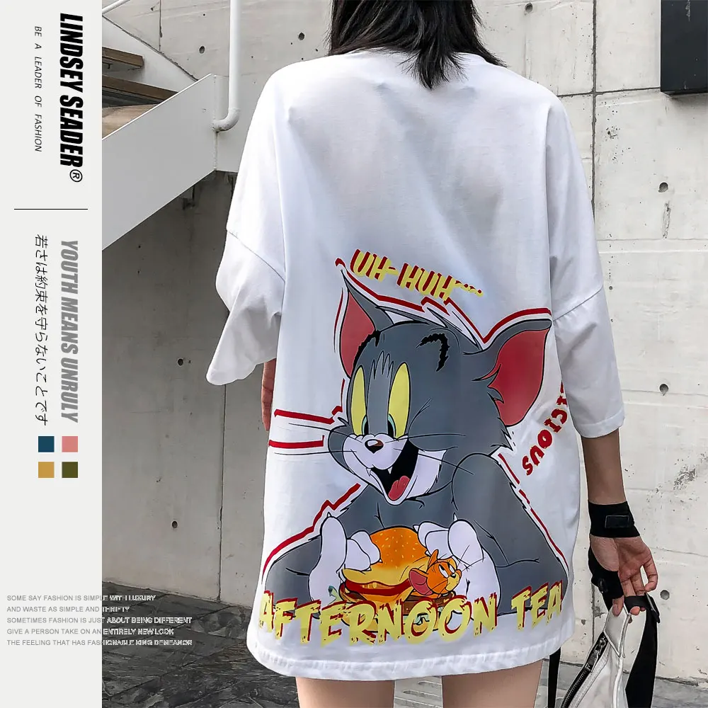 Женские футболки мужские с круглым вырезом уличная одежда рисунком Джерри кота