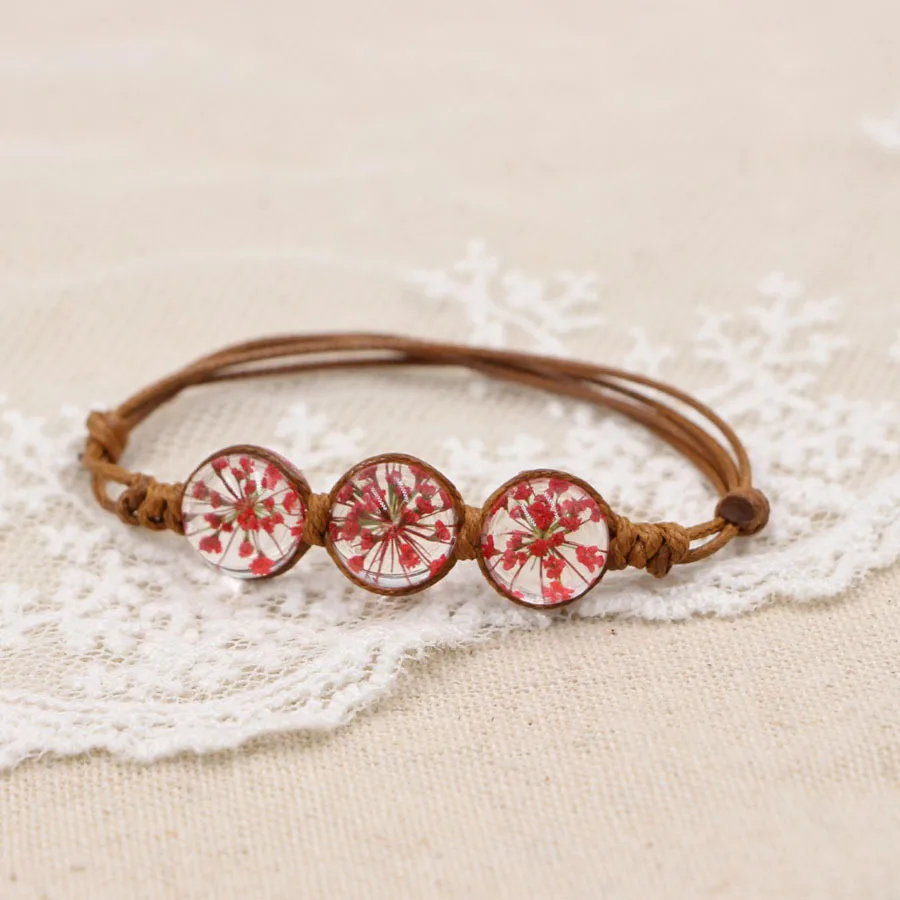

Bohemian hand-woven crystal bracelet Everlasting flower luck flower natural plant dried flower bracelet women's jewelry Jewelry