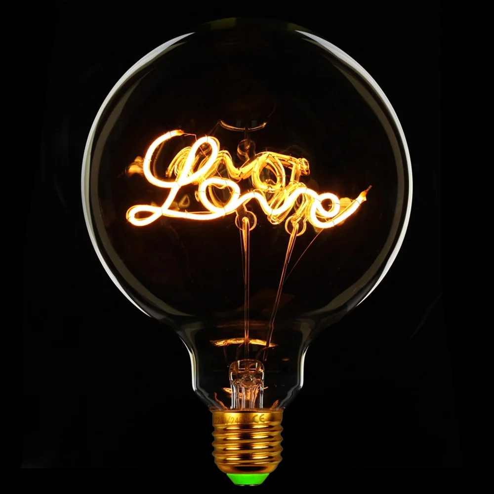 TIANFAN Edison ЛАМПЫ G125 Love лампа Светодиодная в форме шара глобуса винтажная нить 4 Вт