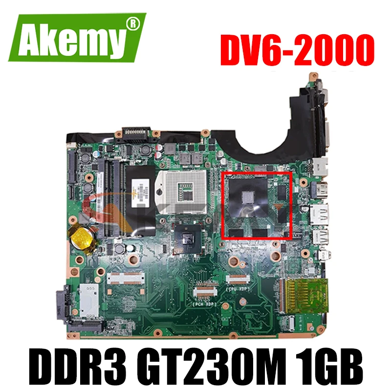 AKemy605705-001 для HP DV6 DV6-2000 DA0UP6MB6F0 Материнская плата ноутбука DDR3 GT230M 1 ГБ Бесплатный ЦП |