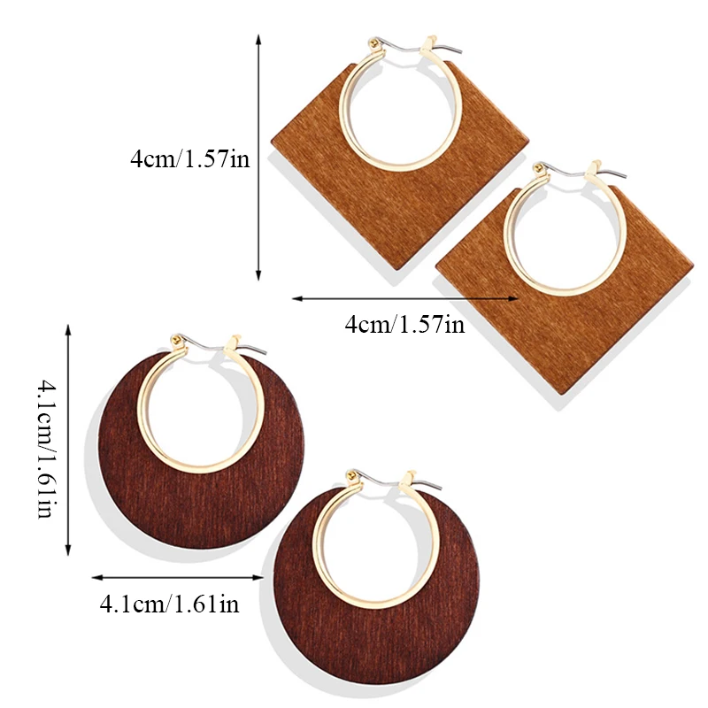 2019 Boho стильные серьги из дерева Женские винтажные для женщин Геометрические