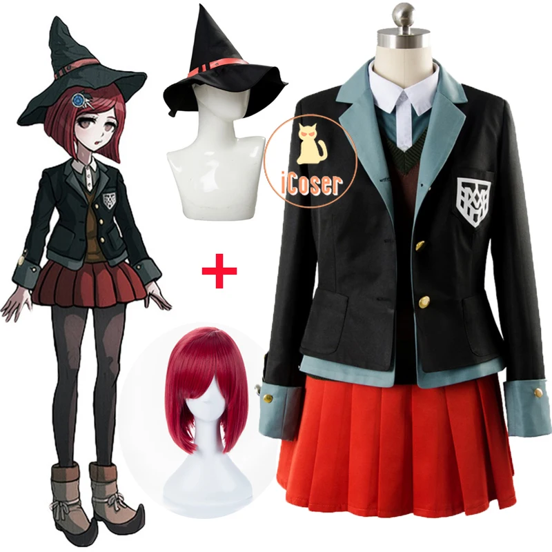 Костюм для косплея химико юмено из Danganronpa V3 школьная форма с красным париком