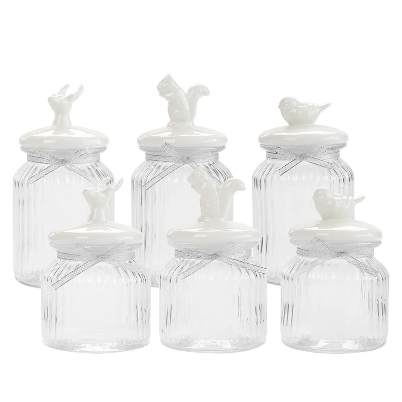 Простая стеклянная герметичная банка маленькая фотография животных милая