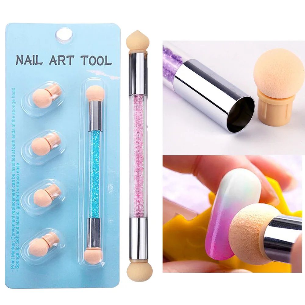 Набор градиентных губчатых ручек для дизайна ногтей цветные точечные кисти