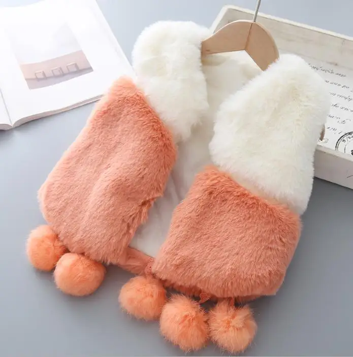 orange color Осенне-зимняя куртка для девочек модная одежда с мехом для девочек, детская верхняя одежда теплые ткани для малышей, Осеннее плотное пальто рождественское пальто - Цвет: orange color