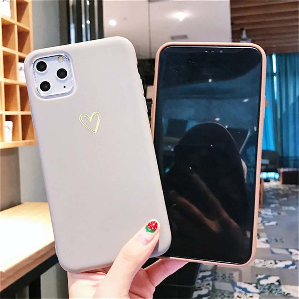 Чехол Lovebay Gold Line Love Heart для iPhone 6, 6 S, 7, 8 Plus, 11 Pro, X, XR, XS Max, простой мягкий чехол для телефона, TPU, задняя крышка