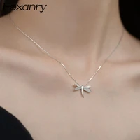 foxanry 925 stamp clavicle chain necklace for women trendy elegant charming sparkling zircon dragonfly bride jewelry