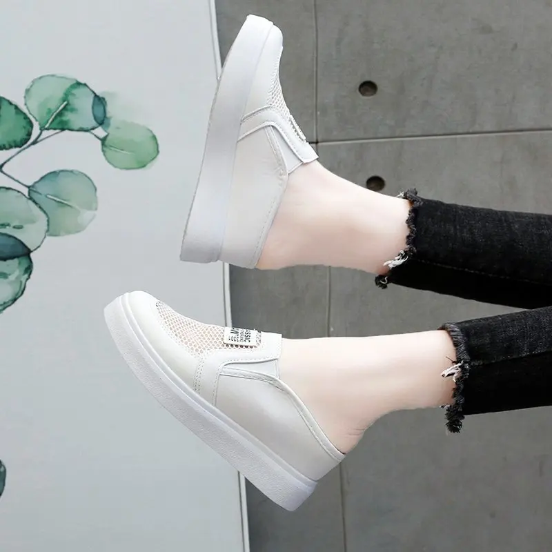 

Fashion Round Toe Single Shoes Women Breathable Mesh Casual Shoes Woman High Heel Platform Shoes Ladies Wedge Summer Shoes 2021