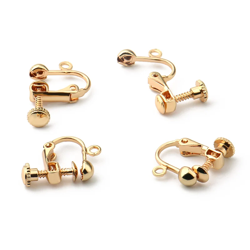 10 Pcs Copper Ear Clip Gold Silver Color DIY Earring Hooks Wire Settings Base Hoops Earrings Accessories For Jewelry Making