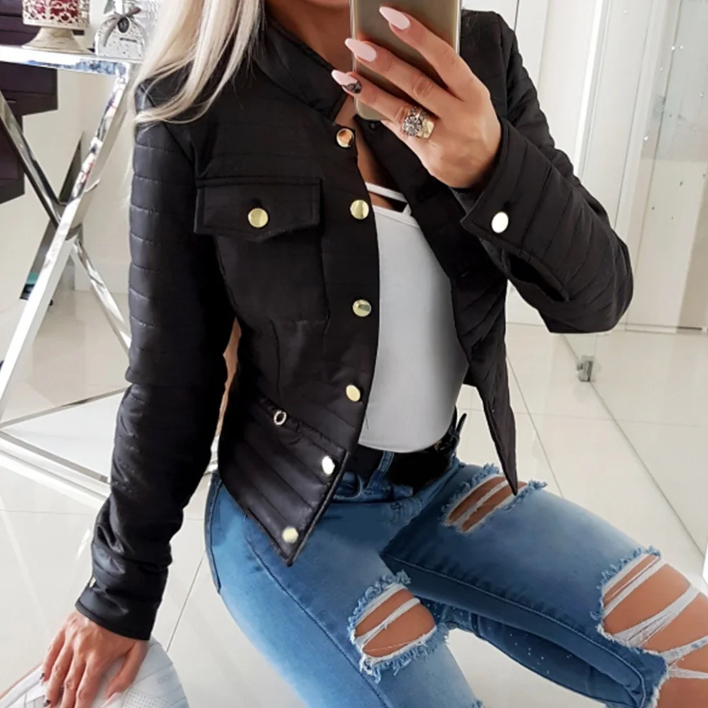 Женские пальто хлопковая осенняя куртка на молнии тонкие базовые модные осенние