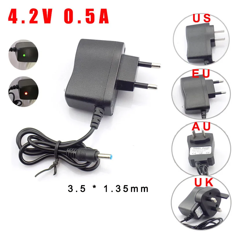 AC DC 4 2 V 500MA 3 5 мм домашняя настенная вилка европейского стандарта перезаряжаемая
