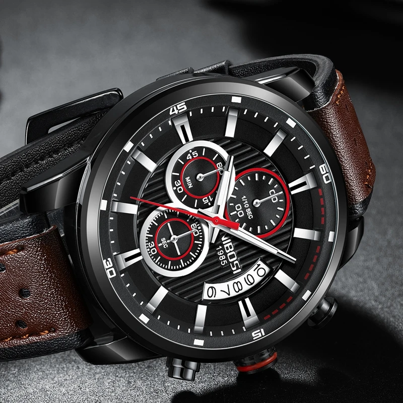 NIBOSI Watch Men Luxury Brand Analog Leather Sports Watches Men's Army Military Man Quartz Clock Relogio Masculino | Наручные часы