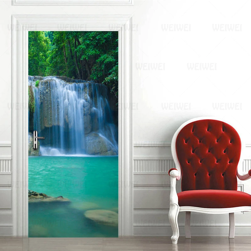 3D Настенные обои для спальни дверная наклейка водопад пейзаж домашний декор