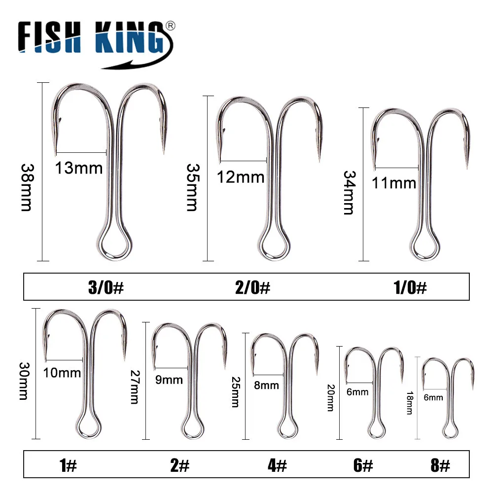 FISH KING 20 шт. двойной рыболовный крючок в виде лягушки 1/2/4/6/8 # из высокоуглеродистой
